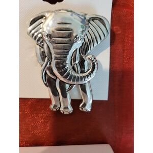 Vintage Silver Tone Large Elephant Brooch 2" Tall